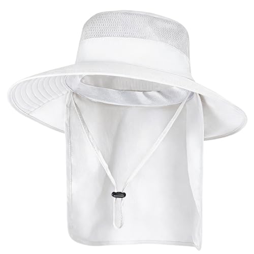 Image of Sun Hats for Men Women Fishing Hat UPF 50+ Breathable Wide Brim Bucket Hats Summer UV Protection Safari Hat with Neck Flap