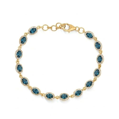 Bracelet rivière en or jaune et topaze bleue de Londres en argent 925