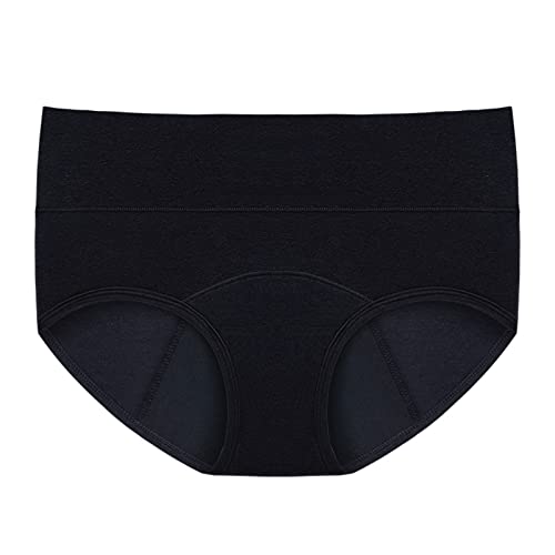 Ropa interior a prueba de fugas con cintura alta para mujer, talla grande, antigoteo, bragas menstruales, pantalones fisiológicos, ropa interior de encaje, conjunto sexy para mujer, Negro , XL