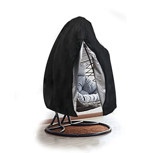 Patio Hanging Egg Chair Cover for Outdoor Furniture, Waterproof Outdoor Single Wicker Egg Swing Chair Cover with Zipper for UV Protect or (Black, 74 x 45 x 45 Inch)