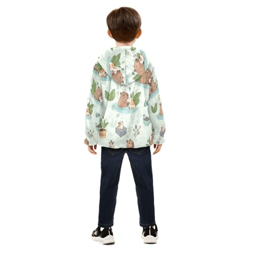 Cute Hamsters Swimming in Ponds Toddler Fleece Jacket Girl Boys Hooded Fleece Jacket Coat Warm Outwear Zip-up 3-10T4