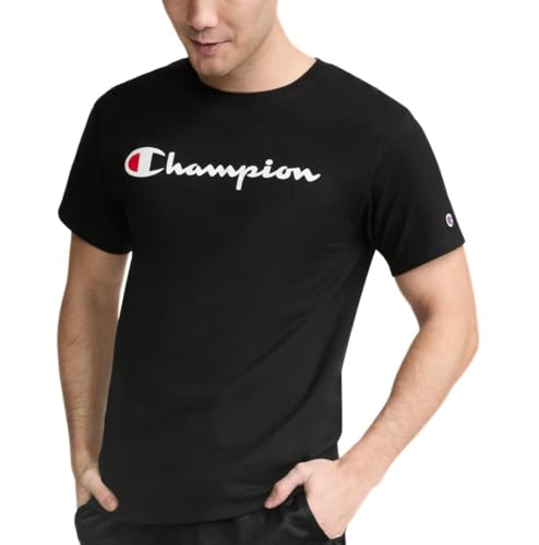 Champion mens Classic T-shirt, Classic Script T Shirt, Black-y06794, XX-Large US