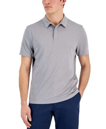 Polo Alfani para hombre corte regular manga corta XL gris sólido stretch miniatura 1