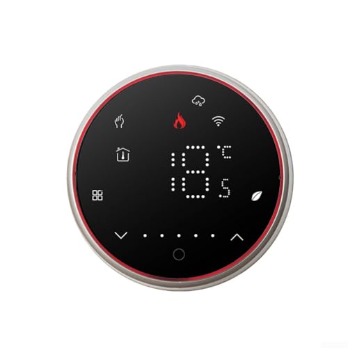 Termostato inteligente, controlador de temperatura digital programable WiFi de 16 A con control de voz para aplicación Tuya, caldera de calefacción por suelo (negro redondo-GA)