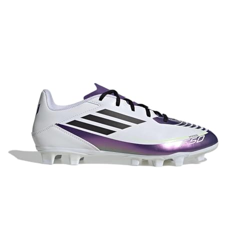 Image of adidas X Messi Unisex Adult F50 Club FxG Messi Football Shoes Synthetic Upper with Leather Forefoot /Firm Ground Outsole All Season, 11 UK, White