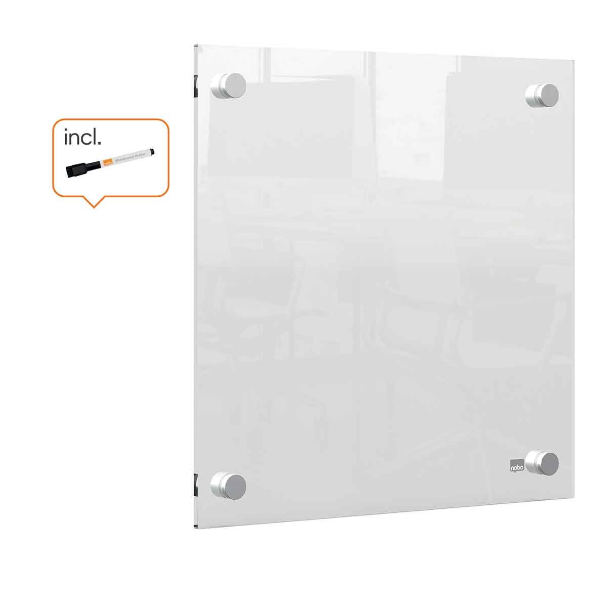 Nobo Mini Lavagna da Parete in Acrilico con Pennarello Incluso, Cancellabile a Secco e Senza Cornice, 300 mm x 300 mm - Bianco