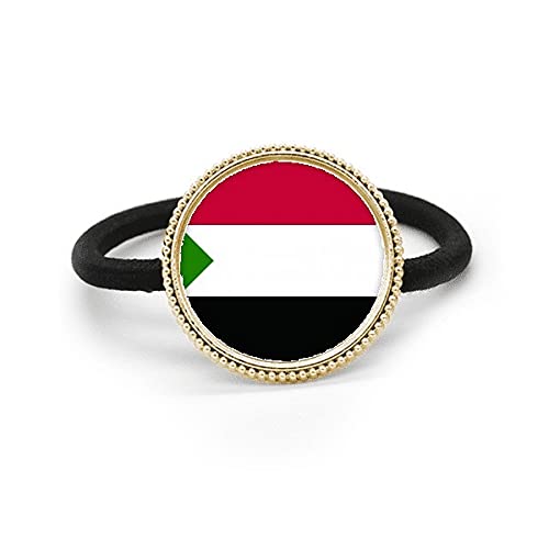 Diadema de metal plateado con bandera de Sudán y tocado de goma