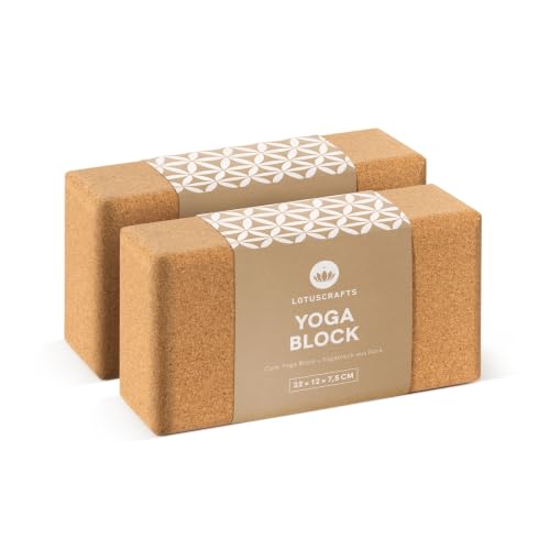 Lotuscrafts® Yoga Block Kork 2er Set oder Einzeln, Korkblock in 2 Größen, Made in...