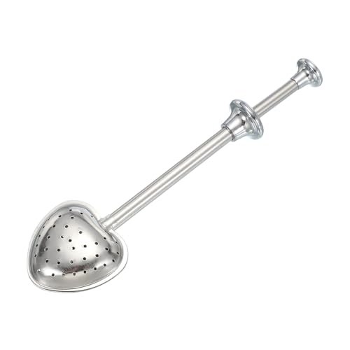 QUARKZMAN Infusore Per Tè In Foglie Sciolte In Acciaio Inossidabile Filtro Per Tè Infusore A Sfera Con Manico Regolabile Diffusore Colino Per Tazza E Teiera A Forma Di Cuore Argento