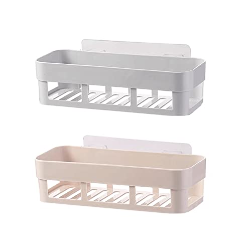 Estantes de pared Estante de almacenamiento de plástico Simple for inodoro de 2 estantes, estante de almacenamiento montado en la pared, estante de almacenamiento no perforado Estantes de baño(C)