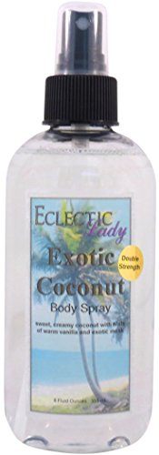 Eclectic Lady Exotic Coconut Body Spray, Double Strength, 8 ounces, Body Mist for Women with Clean, Light & Gentle Fragrance, Cologne with Soft, Subtle Aroma For Daily Use