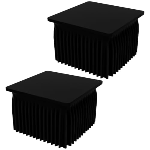 Image of Smiry 2 Pack Spandex Elastic Fitted Table Cloth Skirt for 3FT Table | Stretch Washable Table Cloth, Banquet Table Cover for Wedding, Party, Indoor & Trade Shows, (Black, 34Lx34Wx30H)