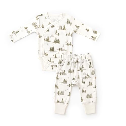 Image of MakeMake Organics GOTS Organic Cotton Kimono Onesie Harem Pants Set Outfits Baby Boy Girl Layette Newborn 0-12 Months