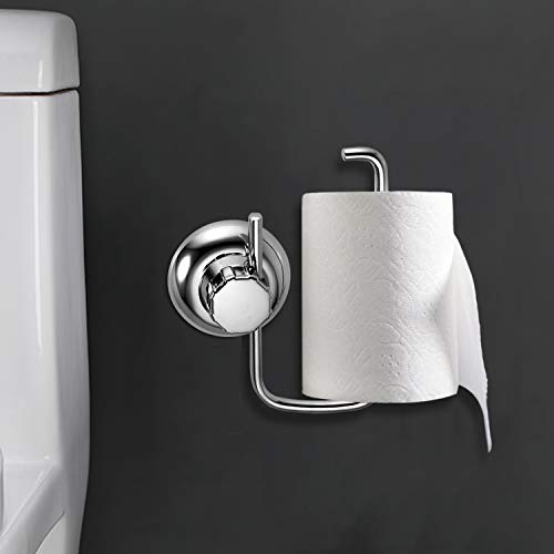 MaxHold No-Drilling/Suction Cup Toilet Paper Roll Holder - Vaccum System - Stainless Steel Never Rust - for Bathroom & Kitchen