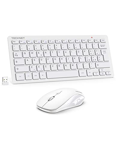 TECKNET Juego de Teclado y Ratón Inalámbricos, Teclado Inalámbrico 2.4G y Ratón Silencioso con Receptor Nano USB, 12 Accesos Directos Multimedia para Ordenador, Portátil, Escritorio, Smart TV Android