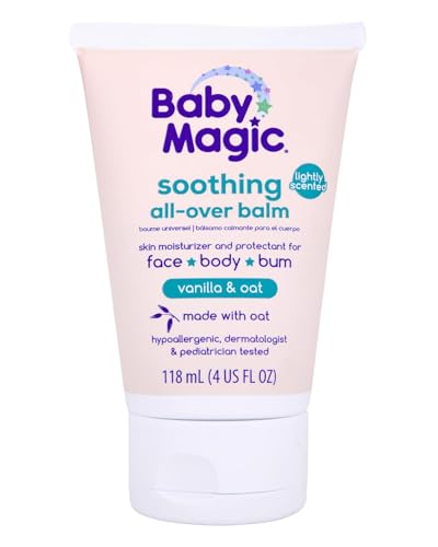 Image of Baby Magic Soothing All-Over Balm, Vanilla & Oat, Skin Moisturizer for Face, Body & Bum, Hypoallergenic, Dermatologist & Pediatrician Tested, 4 Fl Oz