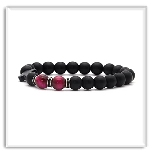 Image of Xusamss Fashion 8MM Matte Agate Beads Bracelet Cross Elastic Bracelet,7 1 /2 Wrist