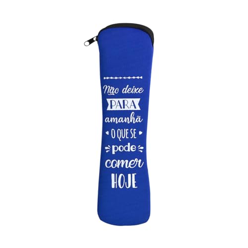 PORTA TALHER ESTOJO DE NEOPRENE COM FRASES E ZÍPER 24X6,5CM (AZUL)