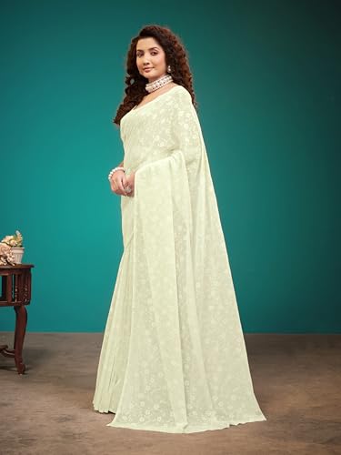 Image of Garden Vareli Viscose Brasso Floral Print Saree