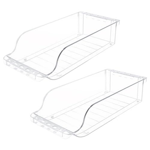 heavenlife 2 Pack Organizador Nevera Latas, Dispensador Latas y Botellines Frigorifico, Dispensador Latas Conserva Ajustable para Bebida Cerveza Soda Refrescos Bebidas, Transparente