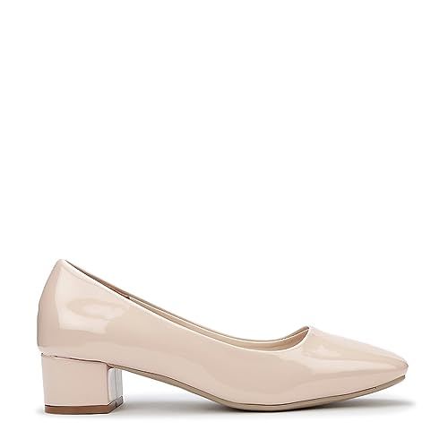 Image of Marc Loire Women Square Toe Solid Block Heel Pumps for Office, Party and Formal Wear