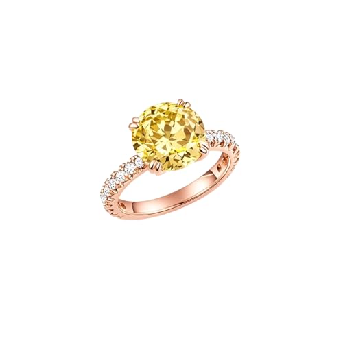 Solid Gold Gemstone Engagement Ring for Women,Round Cut Solitaire with Side Stones,10K 14K 18K Yellow White Rose Gold, Customizable Promise Ring Gift for Her3
