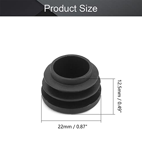 MroMax 50Pcs 0.87" OD Plastic Round Plugs Black Tubing End Cap Inserts for Metal Tubing and Fences Post Glide Protection for Furniture Table and Chair Legs - Image 2