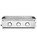 H.Koenig PLX830 Plancha De Gas, 3 Quemadores, Acero Inoxidable, Placa de 5 mm, Distribución Uniforme De Calor, Temperatura Hasta 350 °C, Fácil Limpieza, Apta Para Lavavajillas, Patas Antideslizantes