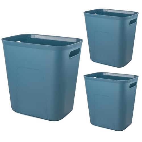 Image of UUJOLY Plastic Small Bathroom Trash Can, 3.5 Gallon, Bluish Green, 3 Pack