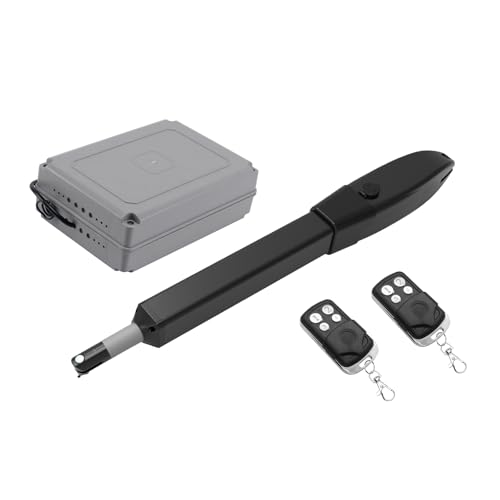 JUJIANG Automatic Gate Opener with Remote Complete Kit for Single Swing Gate Up to 770lb 16FT, Electric Gate Openers Medium Duty Single Swing Gate Opener Automatic Gate Motor 60W AC Powered PKM-C026