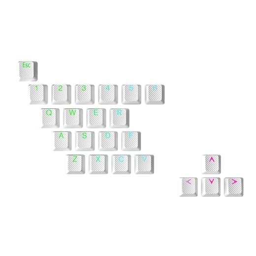 Geeky Gummiertes Tastenkappen-Set | Double Shot Translucent | ABS + TPR | OEM-Profil für mechanische Gaming-Tastatur (weiß, 23 Tasten)