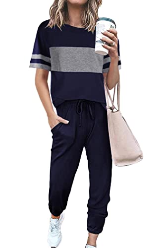 PRETTYGARDEN Women's Two Piece Sets 2025 Summer Spring Jogger Pants Travel Vacation Lounge Outfits Airplane Matching Clothes