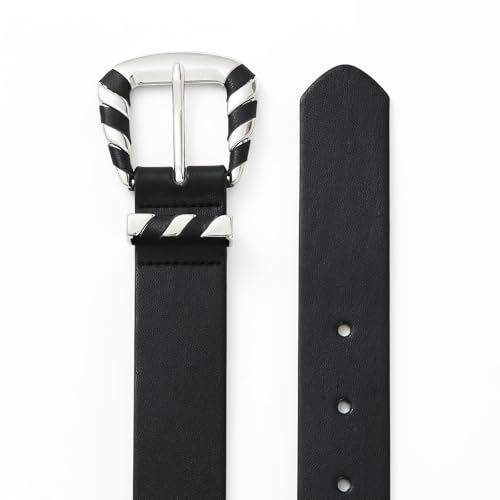 Black Belt Silver Buckle Women Belts for Jeans Leather Belts for Women Stylish Waist Belt3