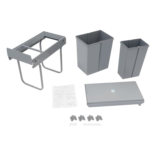 Caneca de basura rectangular doble compartimento 30L gris miniatura 3