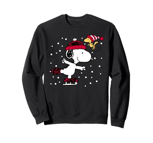 Snoopy Weihnachtspullover 24 Peanuts Snoopy und Woodstock Skate Holiday Sweatshirt Sweatshirt