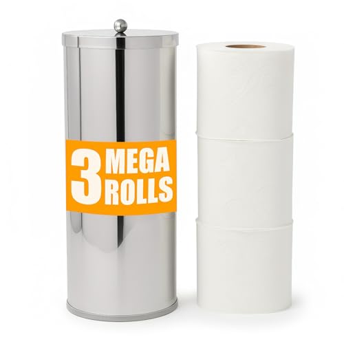 [2023 Upgraded Version] HUJI Rust Resistant Stainless Steel Toilet Paper Roll Canister Holder w/Removable Base for Bathroom Storage (1 Pack, Toilet Paper Canister)