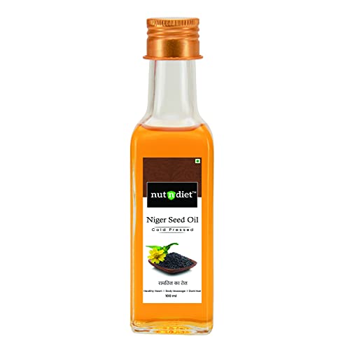 Image of nutndiet Cold Pressed Niger Seed Oil, Heart Healthy Edible Ramtil ka Tel for Cooking, Body Massage and Hair Care, Glass Bottle 100ml