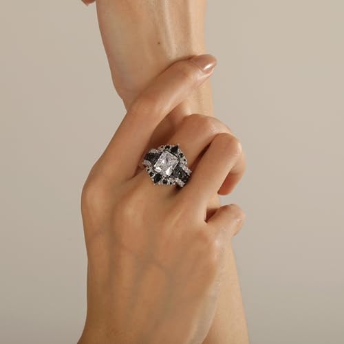 Jeulia Luna Astra Stackable Wedding Ring Set for Women, 5.2 CT Lab Created Cz Engagement & Bridal Bands, Moon and Star Radiant Cut Design in 925 Sterling Silver, Gift Box4