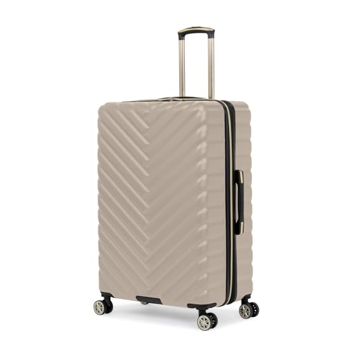 Image of Kenneth Cole REACTION Women's Madison Square Hardside Chevron Expandable Luggage, Taupe, 28-Inch Checked, Kenneth Cole Reaction Women's Madison Square Hardside Chevron Expandable Luggage