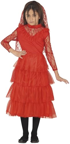 Costume Wife Bambini 10-12 Anni - Vestito e Velo - Costumi da Sposa Principessa e Fiabe per Halloween Carnevale e Feste in Maschera - Ideale per Bambine - rosso