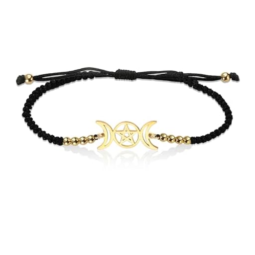 VASSAGO Triple Luna Diosa Pulsera para Mujeres Hombres Wicca Pentagrama Amuleto Trenzado Hecho A Mano Luna Pentáculo Pulsera Cuerda Pulsera de Cadena Joyería Pagana (Negro) | Ya disponible en tu tienda friki favorita! En mundofriki.es!