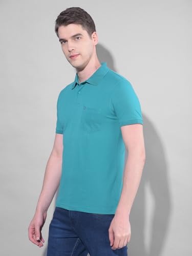 Image of Dollar Men's Pack of 1 Solid Cotton Blend Polo Neck T-Shirt