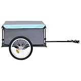 Fahrradanhänger Schwarz und Blau 65 kg - Stahlrahmen & 100% Polyester - Robust & Leicht für...