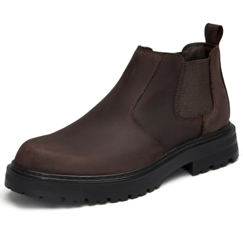 Image of Holy dove Men's Wide Toe Box Platform Chelsea Boots Slip-On Casual Ankle Dress Boot