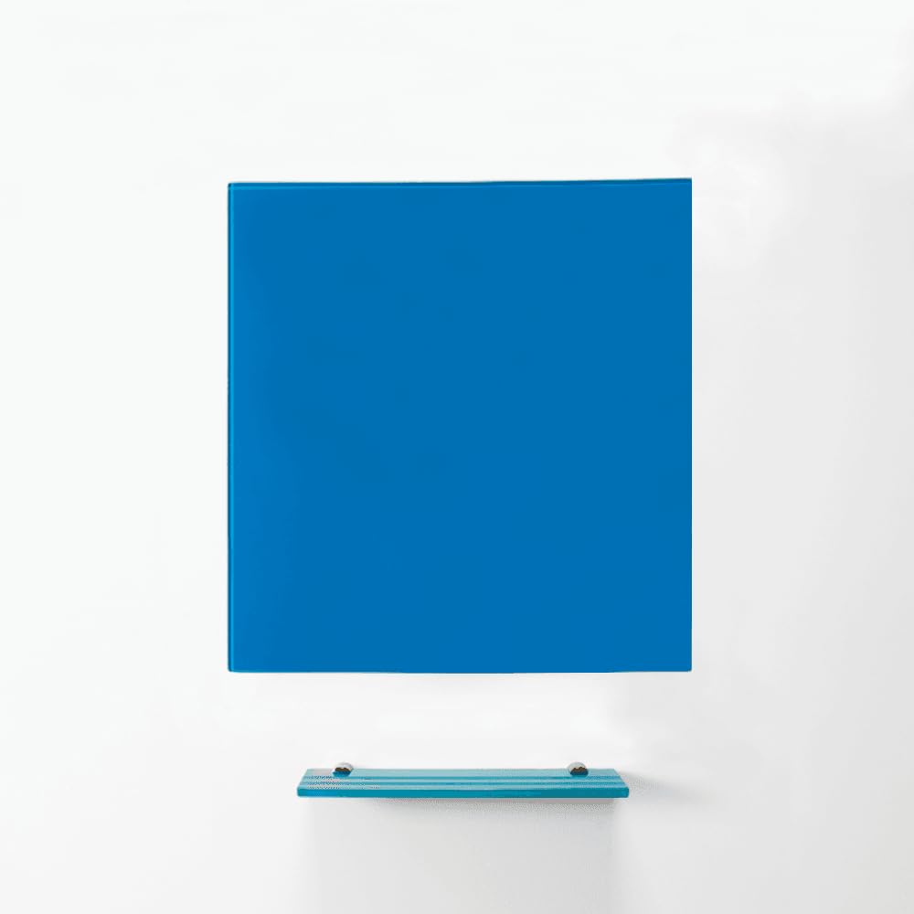 MagniPlan Magnetic Glass Wipe Board for Office, Meeting Room, Classroom, Home Office, Playroom and Bedroom - 600mm x 450mm - Blue