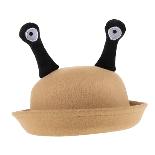 Small Round Hat for Boy Girl Creative Snail Eyes Design Lovely Casual Wear Cap for Toddlers Stylish Light Brown Dress up Accessory for Fall Outfits