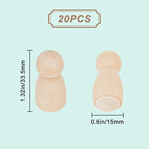 GORGECRAFT Wood Peg Dolls Kit, 20Pcs Unfinished Wood Crafts 34mm Natural Unpainted, DIY Art Painting Supplies for Home Decorations - Image 2
