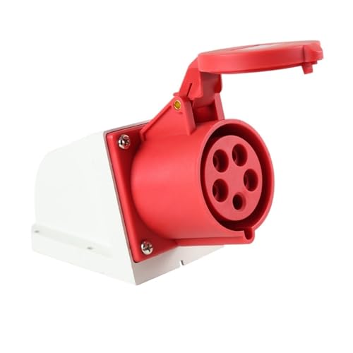 QAZXSEMUI Enchufe y Toma Industrial de 5 Orificios, 16 A, aviación, Resistente al Agua Polvo, Conector no a Prueba explosiones, alimentación trifásica(Surface Mounted Socket)
