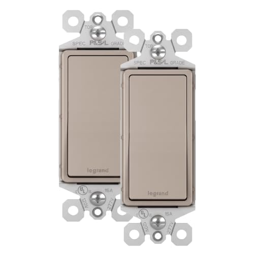 Legrand - Pass &amp; Seymour Radiant 15 Amp Light Switch, 3 Way Light Switch, Brushed Nickel Paddle Rocker Switch, TM873NICC10, 1 Count (Pack of 2)
