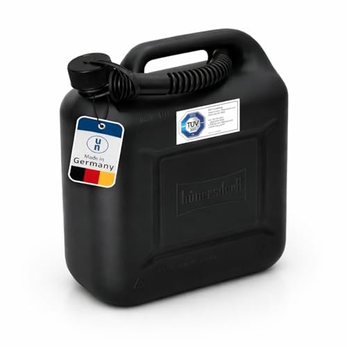 hünersdorff Kraftstoff-Kanister 812800 STANDARD 10l für Benzin, Diesel und andere Gefahrgüter, UN-Zulassung, made in Germany, TÜV-geprüfter Produktion, schwarz